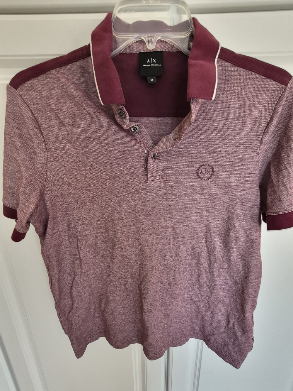 Armani Exchange Men's Maroon Heather Polo with Contrast Trim